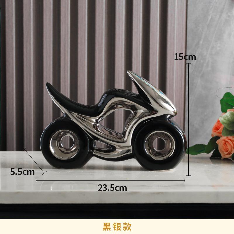 Creative Ceramic Motorcycle Ornaments Geometric Shape Desktop Decoration Ceramic Crafts TV Cabinet Sense Home Decoration Gift
