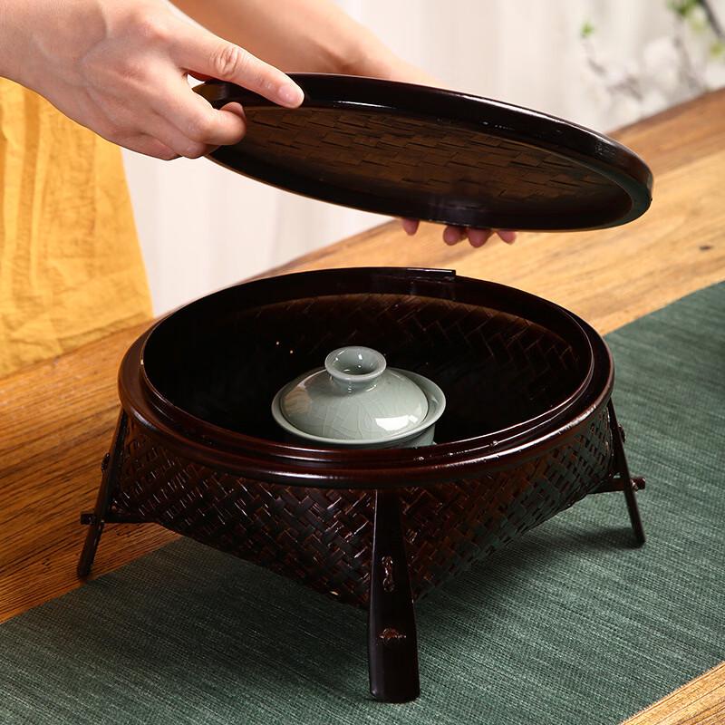 Japanese Style Lacquered Bamboo Storage Basket