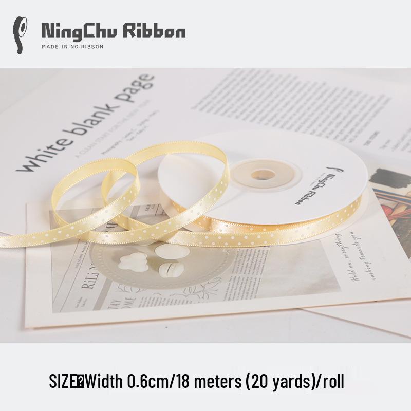 0.6cm Polka Dot Satin Ribbon for Gift Wrapping and DIY Crafts with Flower Bouquet Design