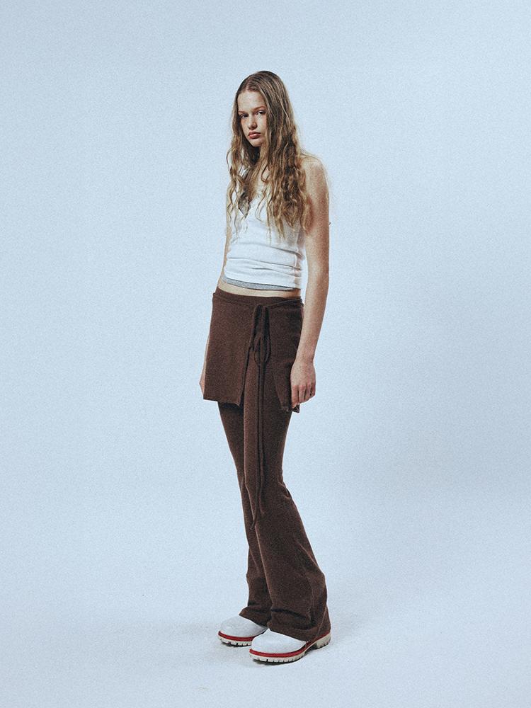 SUNDAY FRUIT MARKET W) Soft Flare Pant Set Brown