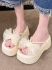 Internet celebrity thick bottom sandals women summer wear 2025 new summer princess style bow high heel muffin bottom one word