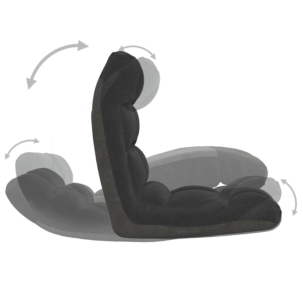 Floor Chair Foldable Black Fabric