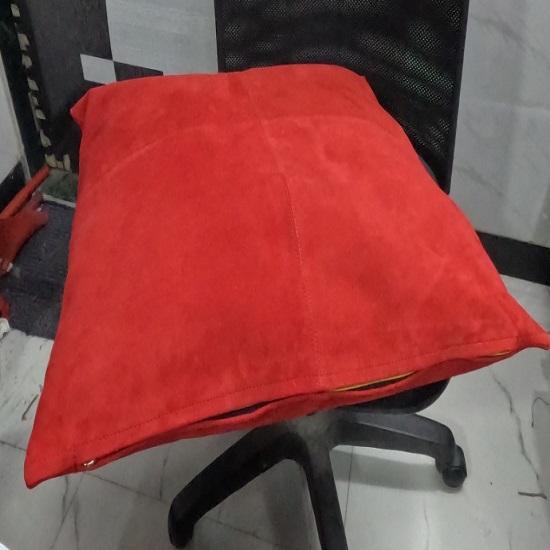 NOORA Genuine Lambskin Red Suede Leather Cushion Cover, Dining Cushion, Leather Car Seat Cover, Leather Throw Case, Gift Pillow Case