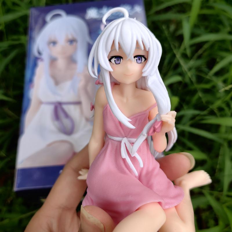 Wandering Witch: The Journey of Elaina Anime Elaina Sitting Pajama Scale Ratio Model Cute Desktop Ornament Dolls Fans Collect Gift Presents
