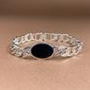 New Black Stone Cuban Bracelet, Simple and Thick Style, Trendy and Fashionable