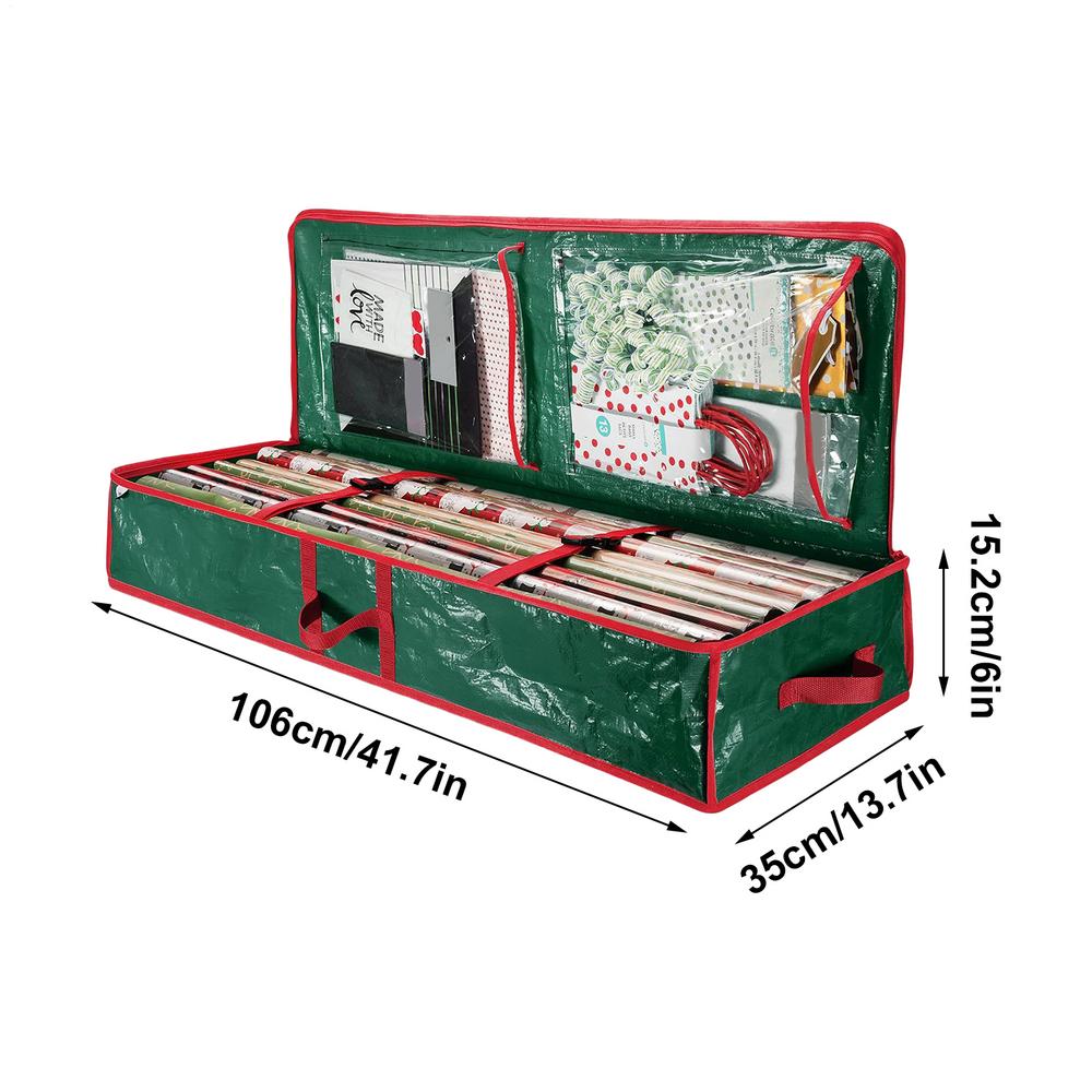 

Wrapping Paper Storage Box With Flexible Partitions Wrapping Paper Organizer For Christmas For Living Room Bedroom Closet Rolls зелёный