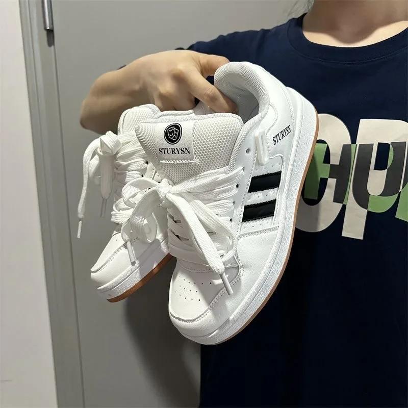 Couple's Sneakers High Quality Leather Casual Shoes Fashion Street Skateboard Shoes Unisex Sport Running Shoes Tennis Footwear
