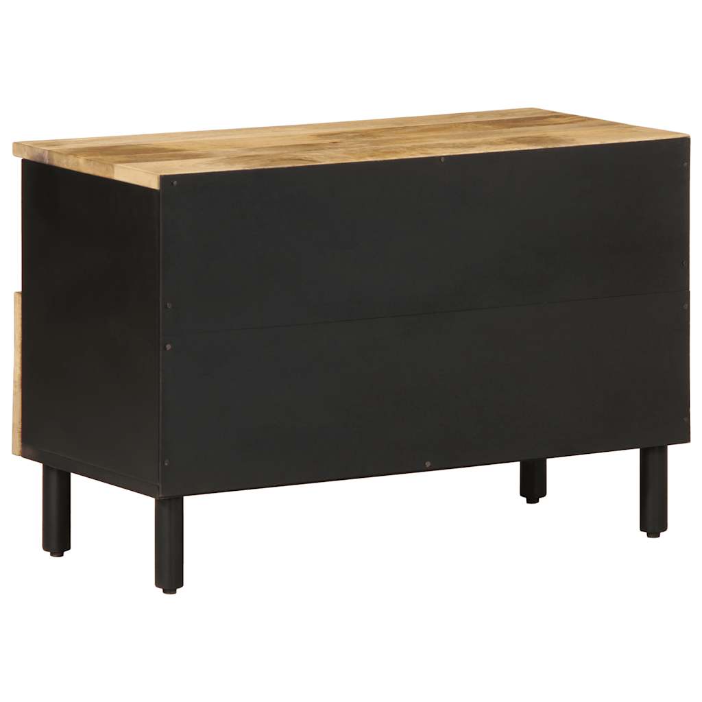 Vidaxl Szafka Pod Tv, Czarne, 70X33,5X46 Cm, Lite Surowe Drewno Mango