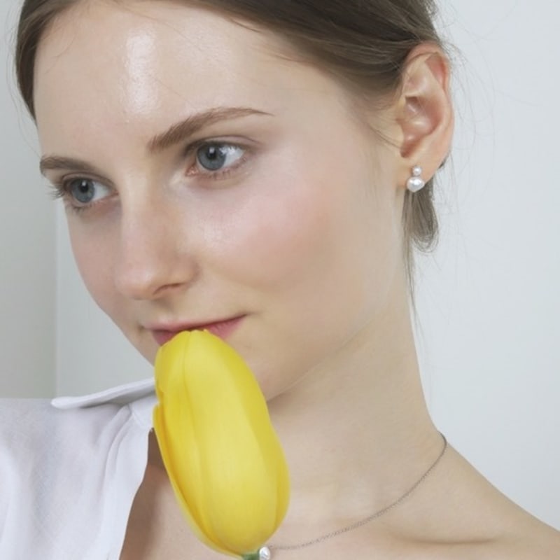 Ozel Silver925 Dew Drop Natural Water Pearl Earrings PS154E