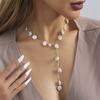 Vintage White Imitation Pearl Tassel Necklace For Women Punk Metal Irregular Long Chain Necklace Wedding Jewelry Gifts