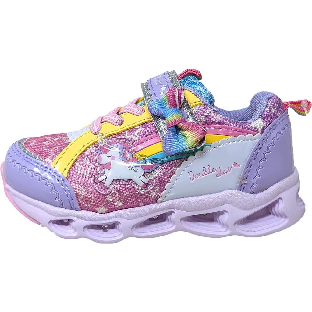 4957 Double Star Luminous Unicorn Girls Kids Sneakers [Double Star] (Purple/Purple (02), 16cm)