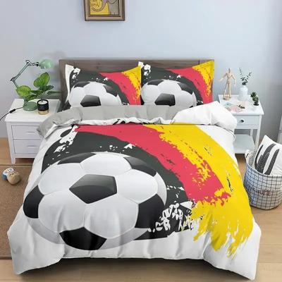 Ensemble de Literie Football Impression Housse d'Oreiller Housse de Couette Housse de Couette Football Textiles de Maison Taille Queen King Thème Sport Housse de Couette