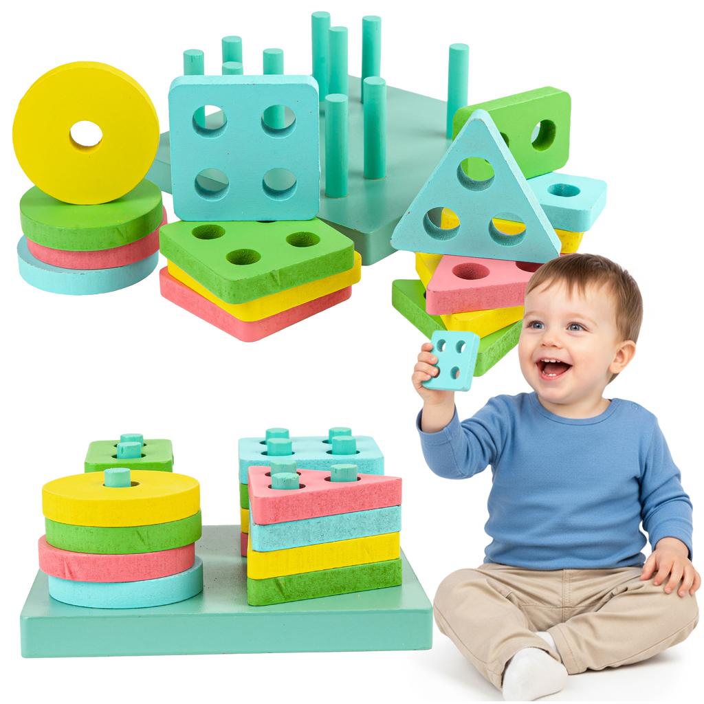 Wooden BLOCKS ECO SORTER pastel small LOGIC PUZZLE