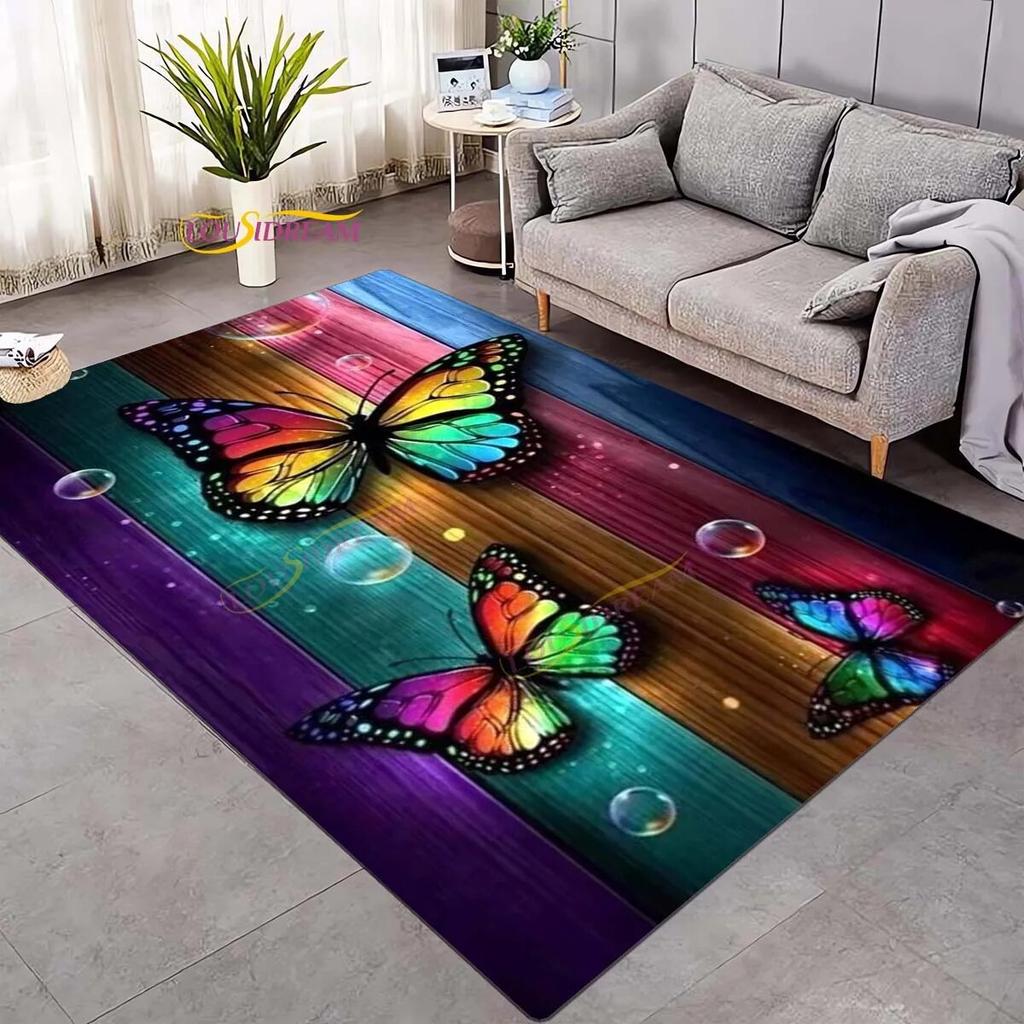 Koberec 3D Daisy Flowers Butterflies Velkoplošné koberce Barevný Butterfly Sunflower Koberec do obývacího pokoje Ložnice Herna Domácí dekorace