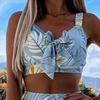 40%HOTLadies Bohemian Pants Set Printed Summer Beach Tops Split Wide Leg Pants Seaside Vacation Packages