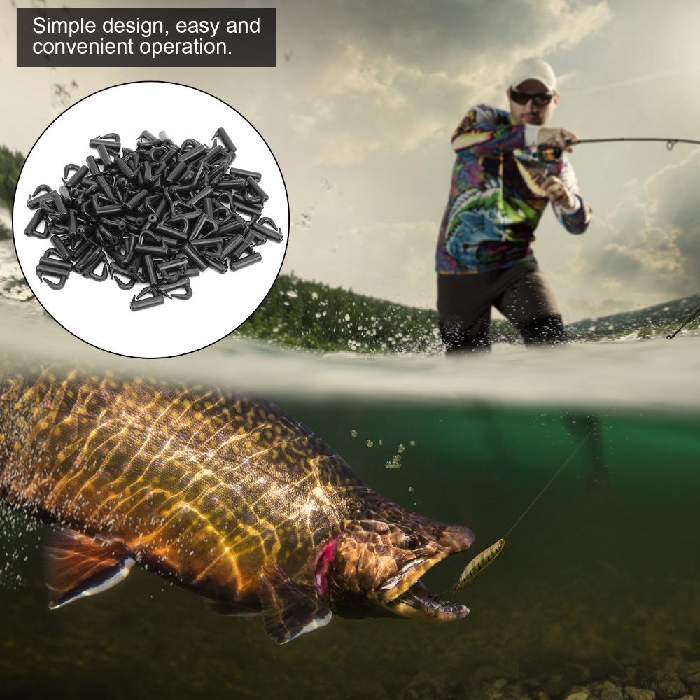 200PCS Portable Plastic Clevis Snaps 13mm Lightweight Rotating Snaps Black Fast Change Snaps Fishing Tackle