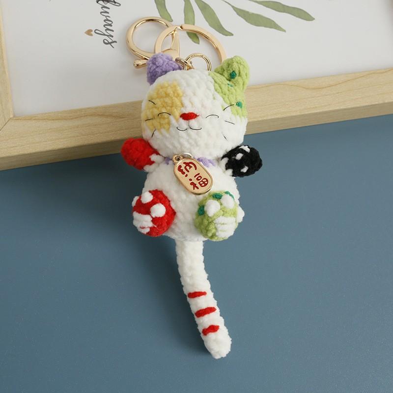 Handmaking Crochet Rabbit Doll Keychain For Gifts Cute Animal Doll Crochet Keychains Knitting Kitten Keyrings Custom