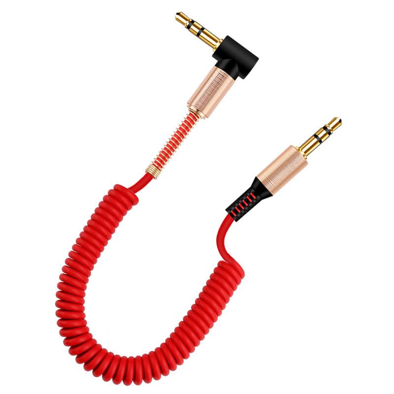 1.8m Spring AUX Audio Cable - 3.5mm for Headphones, Speakers, Mic, & Recording
