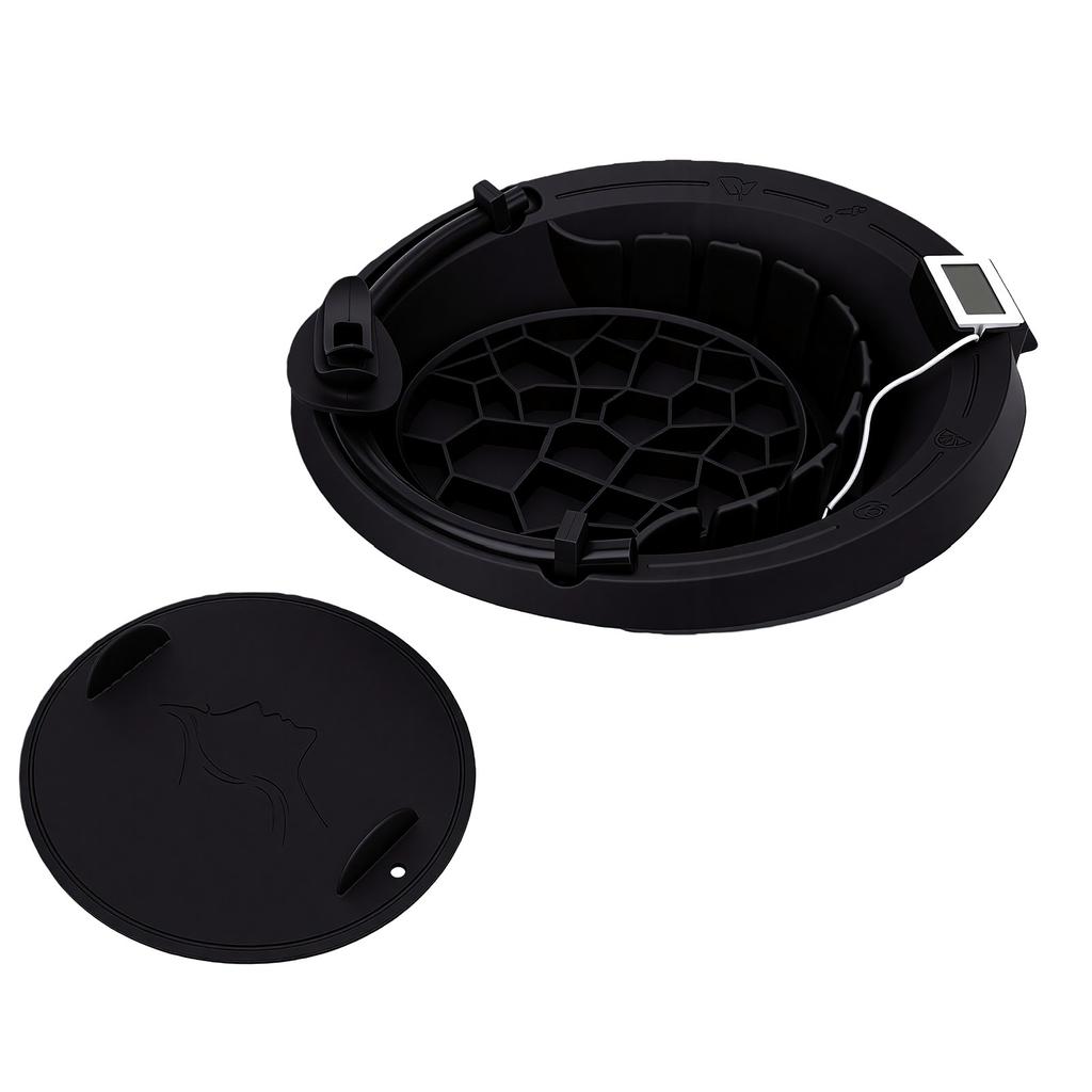 Foldable Ice Face Bowl with Breathing Tube Thermometer Ice Bath Face Basin for Home Travel Black
