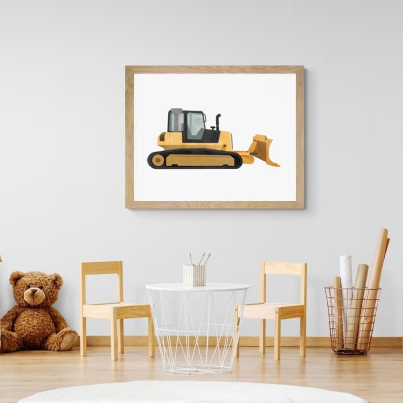 Watercolor Construction Vehicle Transportation Tractor Bulldozer Poster Wall Art Pictures Canvas Painting Nursery Home Decor