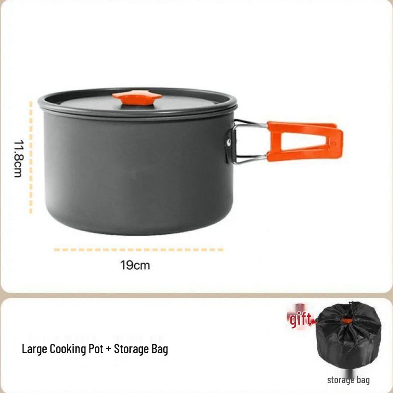 Portable Outdoor Camping Cookware Set with Kettle, Frying Pan, and Tableware Gear