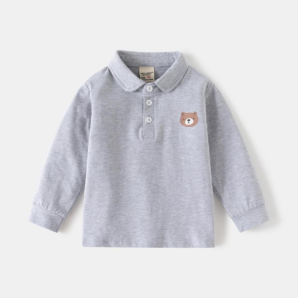 Barneklær Gutter Underdel Skjorte Barn Langermet T-skjorte 2025 Vårklær Ny Baby Allsidig Topp Vår og Høst