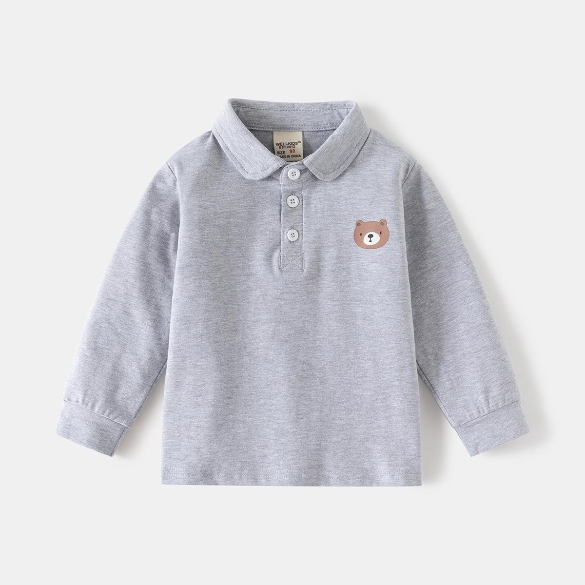 

Детская одежда, нижняя рубашка для мальчиков, детская футболка с длинным рукавом, весенняя одежда 2025 года, новый детский универсальный топ на весну и осень 130cm серый