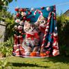 1pc Candy Cane Kittens Outdoor Flannel Blanket Soft All Season Polyester Throw , Perfect for Picnics & Travel , Picnic Accessory