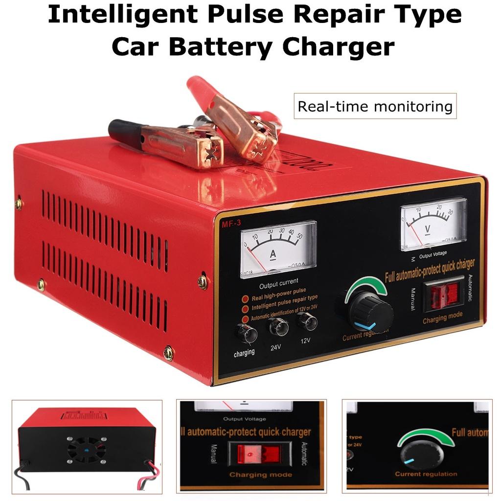 12/24V Car Battery Charger 500W 110V-240V Automatic Intelligent Pulse Repair for Car Motorcycle Lead Acid Battery Agm Gel Wet