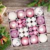 44pcs Christmas Balls Ornaments, Elegant Christmas Tree Decor Set, Xmas Tree Hanging Decoration Baubles Assortment, Pink and White