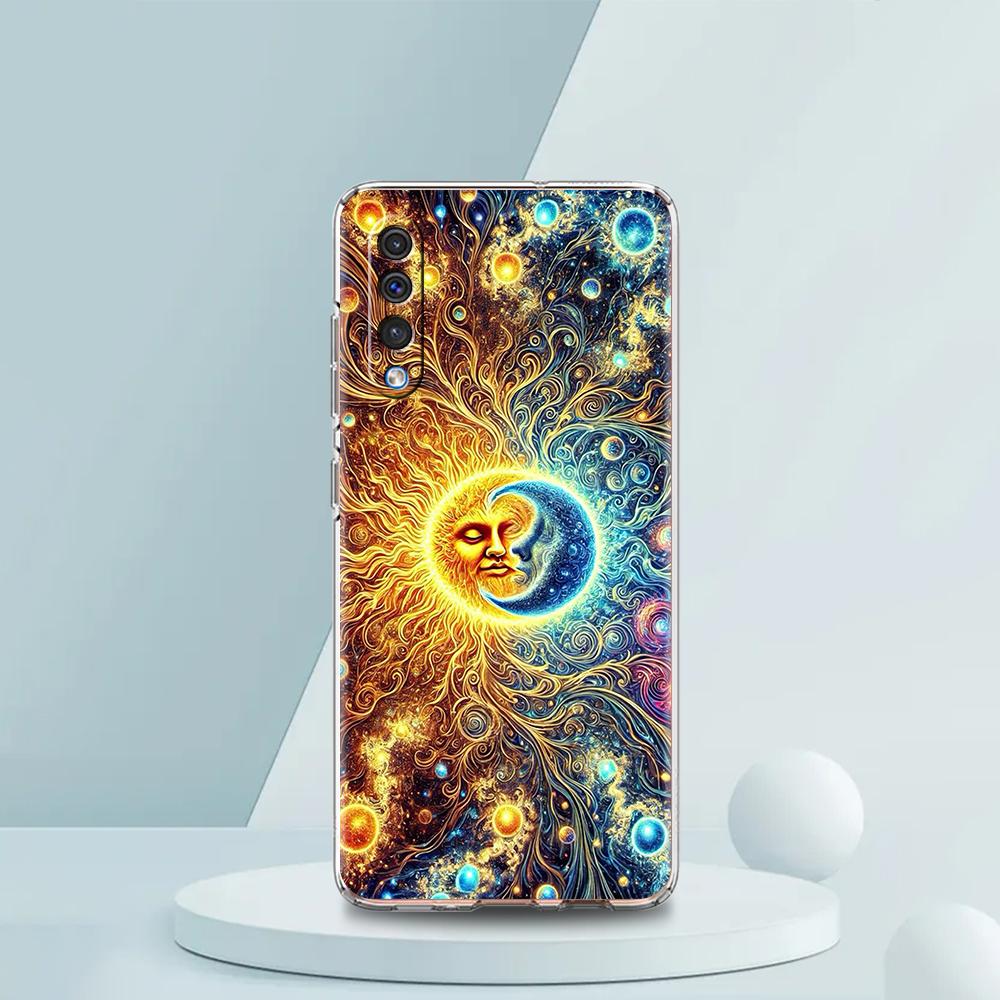 

Прозрачный чехол для телефона Samsung Galaxy A16 A14 A12 A22 A24 A42 A02 A03S A06 A20 A30 A40 Мягкий TPU чехол с рисунком Солнце Луна Звезды for Samsung A10