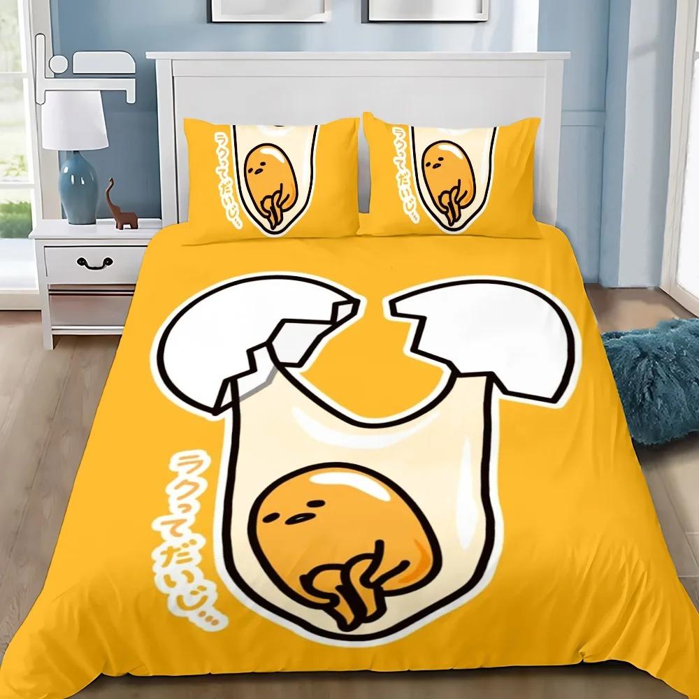 Vtipné povlečení s vajíčkem Gudetama, povlak na peřinu, povlak na polštář, sada povlečení pro dospělé, chlapce, dívky, dekorace do ložnice, dětské, jednolůžko, dvoulůžko, velká velikost