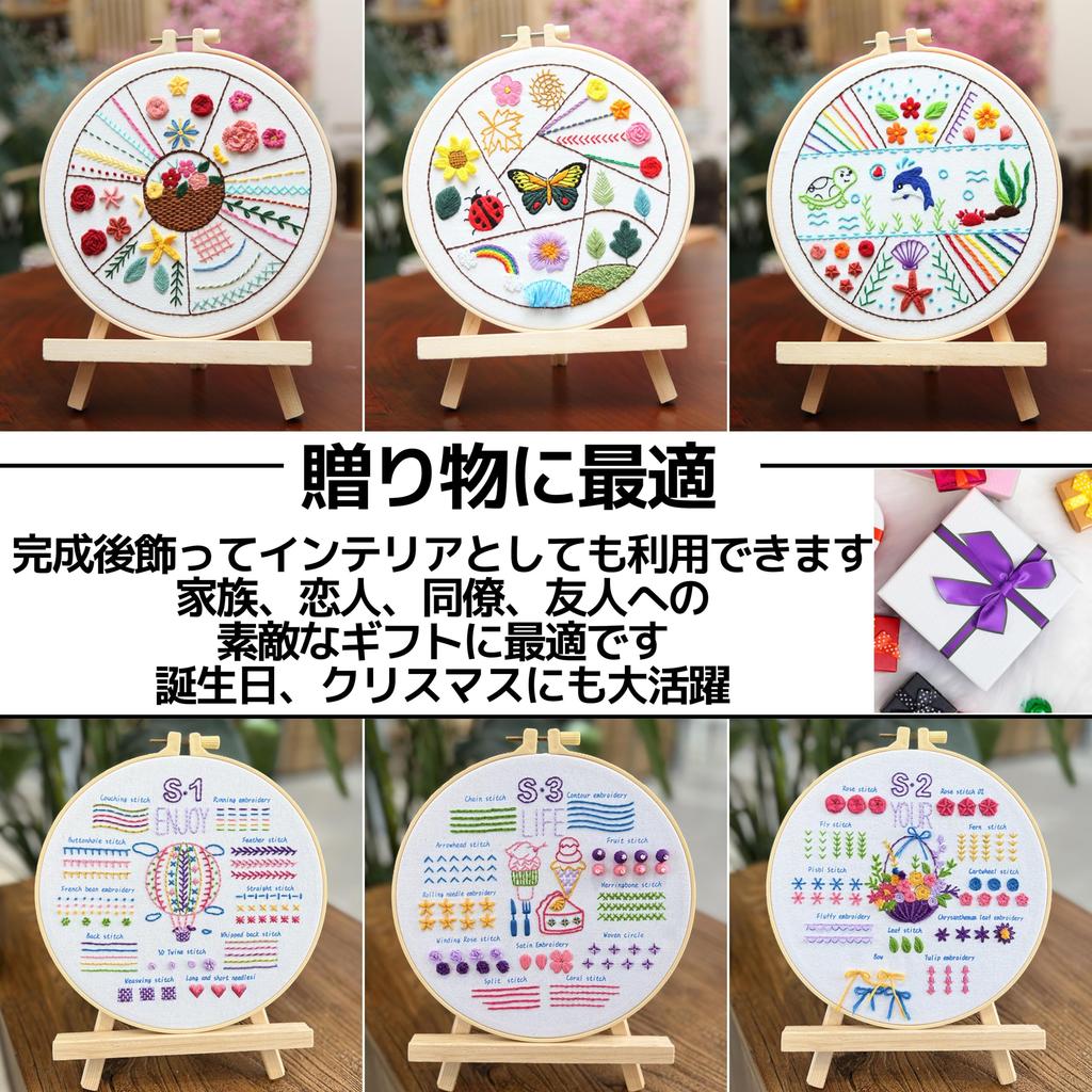 East Leaf Embroidery Cross Stitch Kit for Easy with Japanese Instructions Kit, 8-Piece Beginners, Practice, DIY, (Balloon, Flower, Dessert)