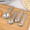 1/4Pcs Stainless Steel Measuring Spoon With Scale Measuring Ruler Egg Beater Spoon Kitchen Coffee Baking Measuring Tool Set