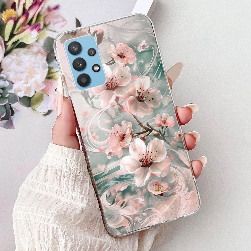 For Samsung A32 5G Case SM-A326B Clear Cute Cat Fashion Funny Painted Back Cover For Samsung Galaxy M32 5G Phone Case SM- M326B