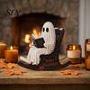 Spooky Bookshelf Ornament Halloween Rocking Chair Ghost/Skeleton Ornament, Wooden Desktop Decoration, Dynamic Unique Mantelpiece Ghost Figurine