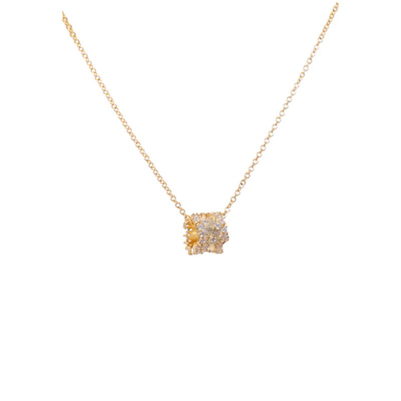 Real Gold Plated French Luxury Zirconia Luck Pendant Necklace - Colorfast Clavicle Chain
