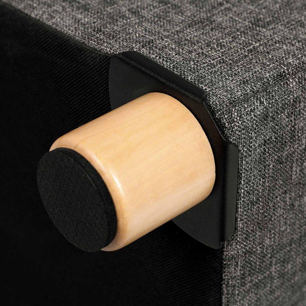 Upholstered Quilted Pouf with Storage Capacity 33L Wooden Legs