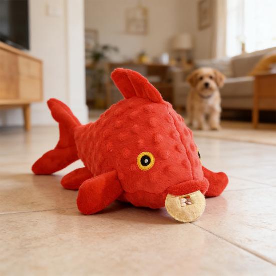 Cartoon Demon Dog Chew Toy Boredom Stress Relief Squeaky Ball Teething Toy Bite Resistant Interactive Stuffed Plushie Pet Supplies