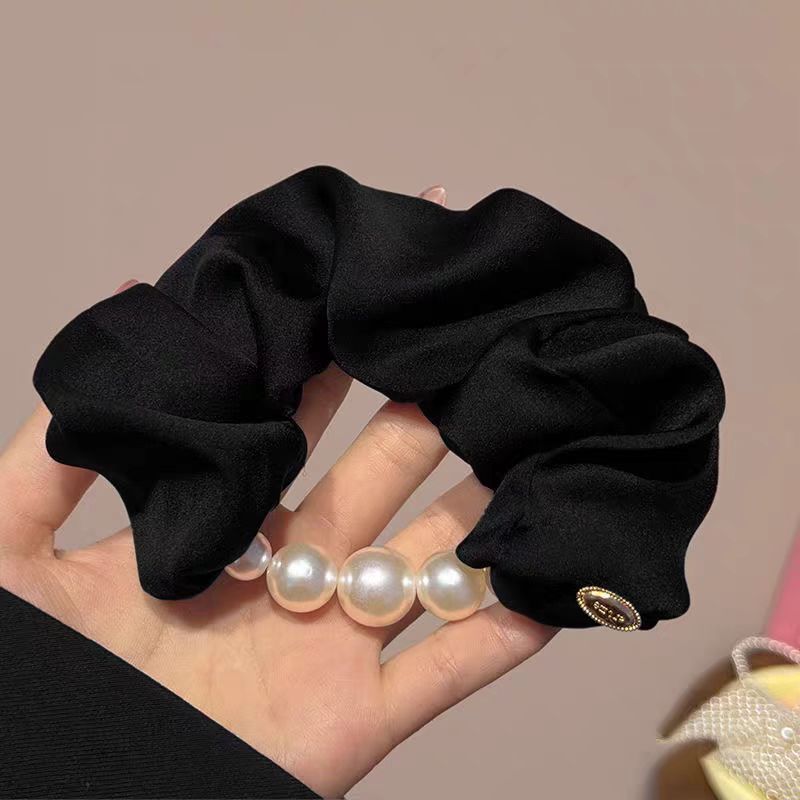 Elegant Pearls Large Intestine Scrunchie Hair Band For Women Girls Sweet Hair Ornament Ponytail Holder Hair Tie Hair Accessories