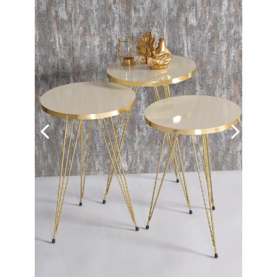 Nesting Table And Center Table Kr Set Gold Cream Wire
