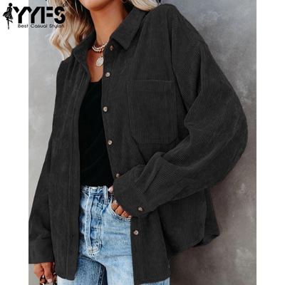 Camicette e camicie con collo a polo, stampa tinta unita, moda casual primavera autunno da donna