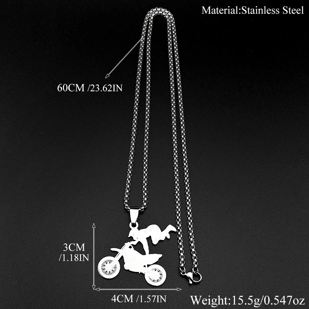 Collana Ciondolo Motocross per Donne Uomini Acciaio Inossidabile Colore Oro Bici da Cross Tema Sport Estremi Gioielli con Catena Regali