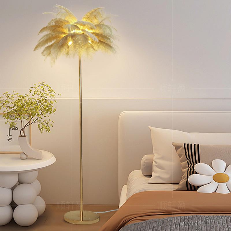 Nordic Ostrich Feather Floor Lamp - Bedroom & Living Room Decorative Light