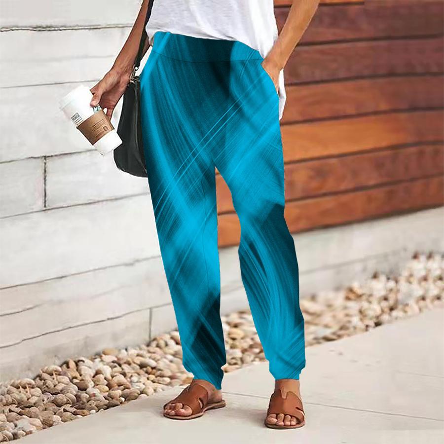 

Женские брюки с абстрактным принтом, на шнуровке, с эластичной талией, свободные брюки, повседневные длинные брюки, брюки с карманами XS