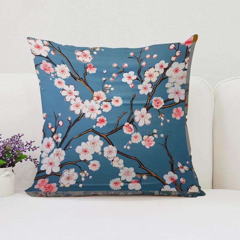 Cushion Covers for Decorative Cushions Japanese Cherry Blossom Pillowcases for Pillows 45x45 Luxury Cushion Cover Pillow Cases