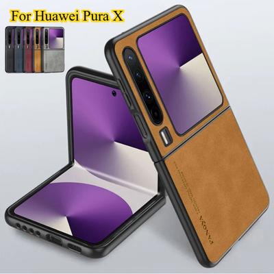 Pro Huawei Pura X Luxusní pouzdro z ovčí kůže na skládací telefon pro Huawei Pura X VDE-AL00 Ochranný nárazuvzdorný silikonový okrajový nárazník