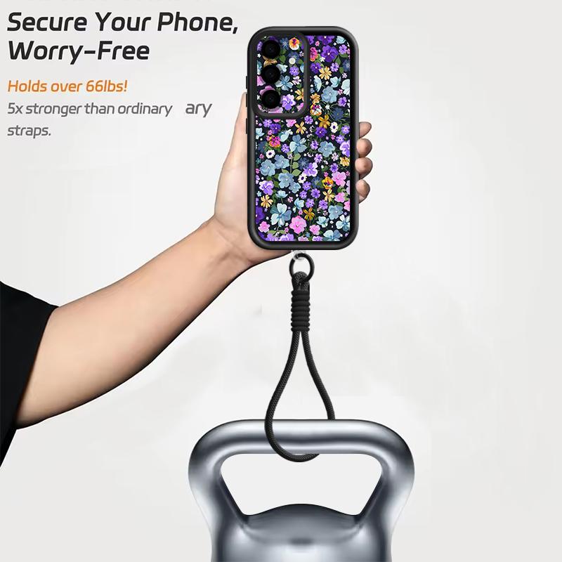 Oil Painting Flower Hand Strap Case For Samsung S26 S25 Ultra S24 FE S23 Plus S22 S21 A15 A16 A17 A35 A36 A37 A54 A55 A56 A57 5G Bumper Cover