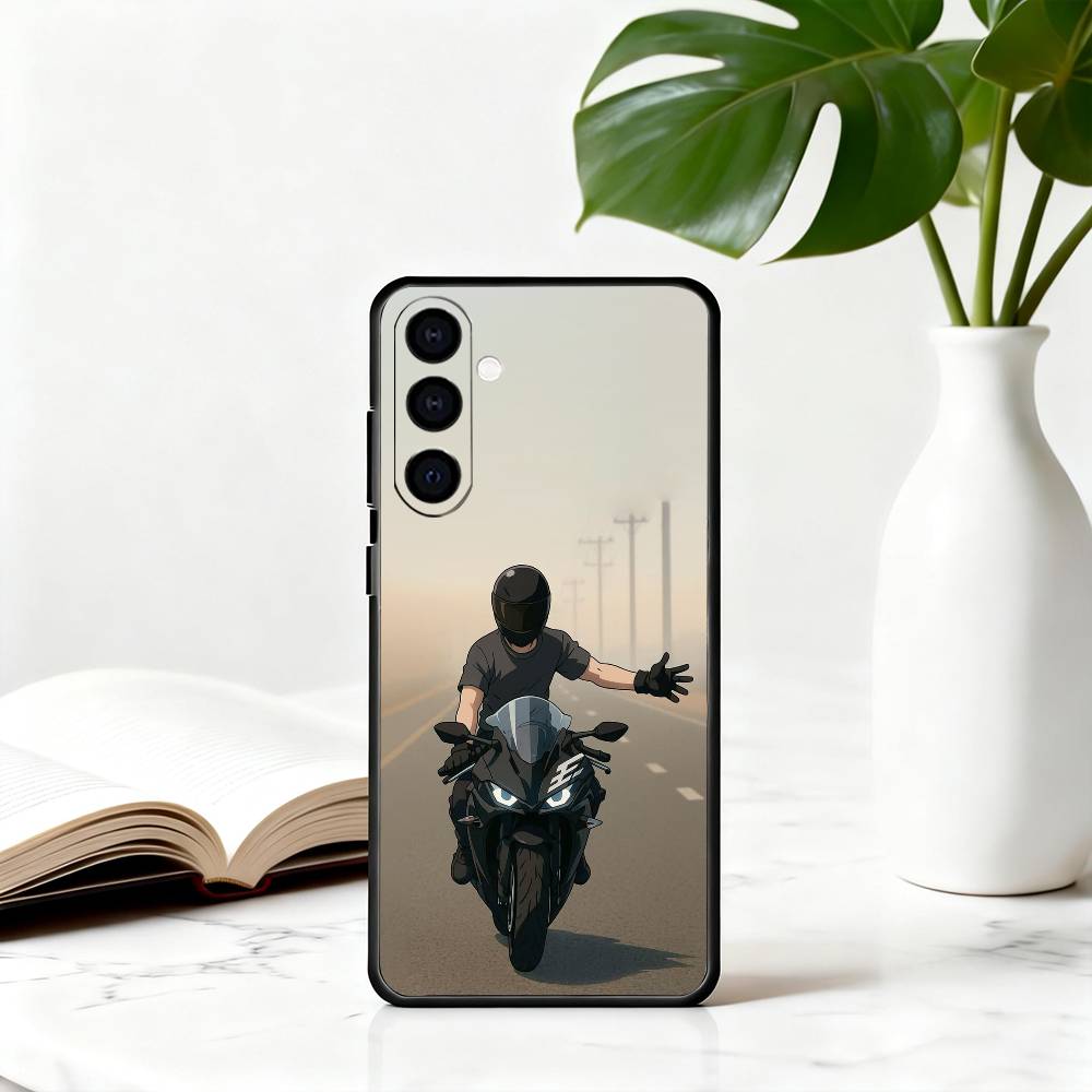 

M-Motorcycle Cool R-Rider MR Phone Case Black Silicone Soft For Samsung Galaxy A73,A72,A71,A70,A53,A52,A51 Samsung a50 30s 50s