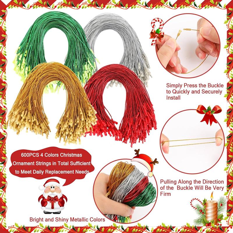 New 100PCS Christmas Drop Ornaments String Ribbon Xmas Ball Pendant Hanging Ropes Christmas Decorations Home Gift Packaging Tag